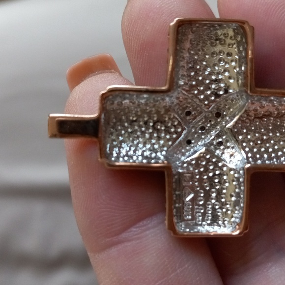 Champagne & White Diamond Cross Pendant. - Picture 6 of 7